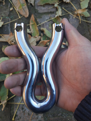 20mm粗重弓传统弓户外不锈钢冷弯锻打加大圆撑头飞虎叉扁皮弹弓