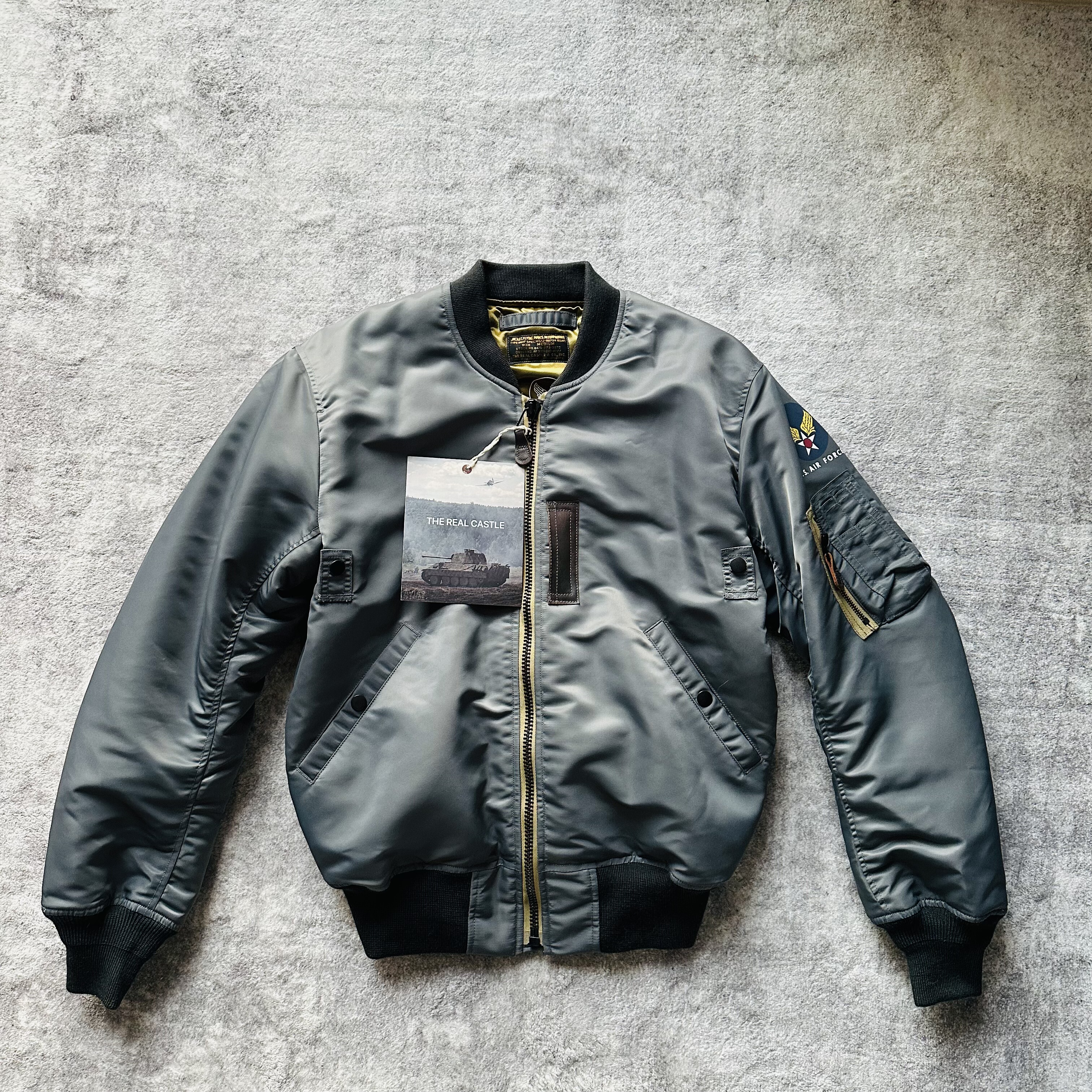 MOD欧码灰蓝色350g纯原飞行服MA-1棉服羊绒絮绒军事风宽松厚夹克