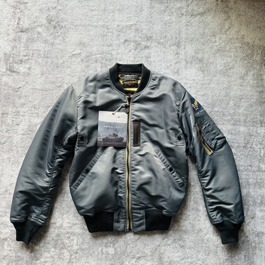 MOD欧码灰蓝色350g飞行服MA1棉服羊绒絮绒军事风宽松厚夹克奢华衬