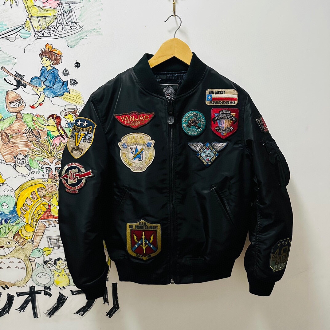 Double G 日产VAN初心MA-1徽章45P飞行服夹克 奢华拉链新雪丽棉服