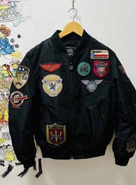 Double G 日产VAN初心MA-1徽章45P飞行服夹克 奢华拉链新雪丽棉服