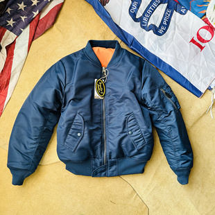 普鲁士蓝加厚300克羊毛毡MA1飞行夹克棉衣宽松飞行服男女通勤棉服