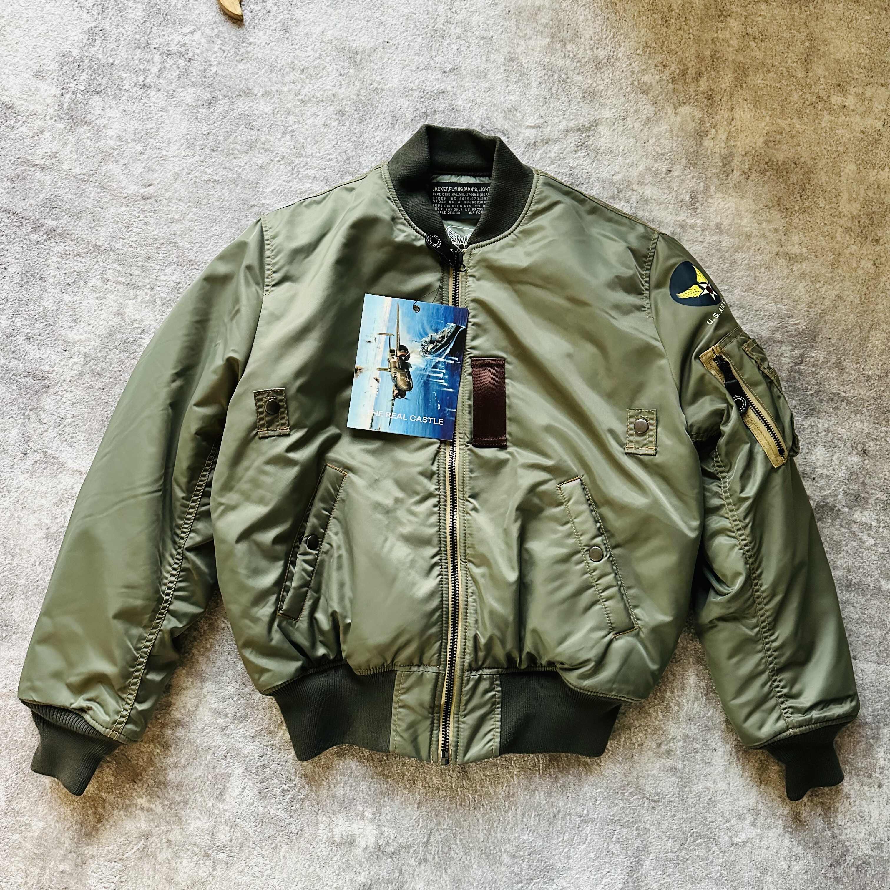 350g纯原飞行服MA-1棉服双面绒填充撞色军事风复古欧码宽松厚夹克