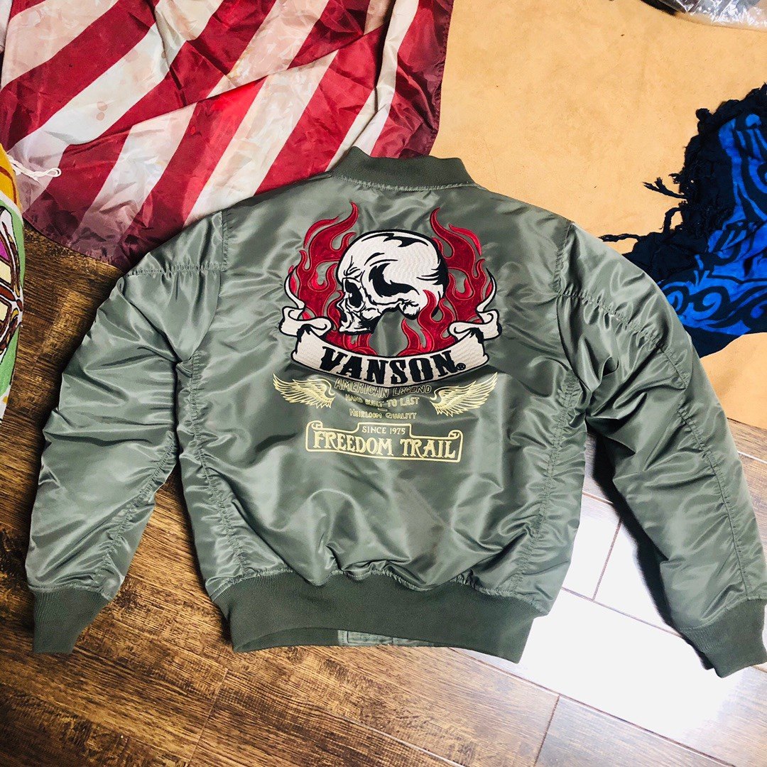 Ma1骷髅火焰飞行服棉衣3m新雪丽配羊毛衬布 刺绣机车棉服棒球领