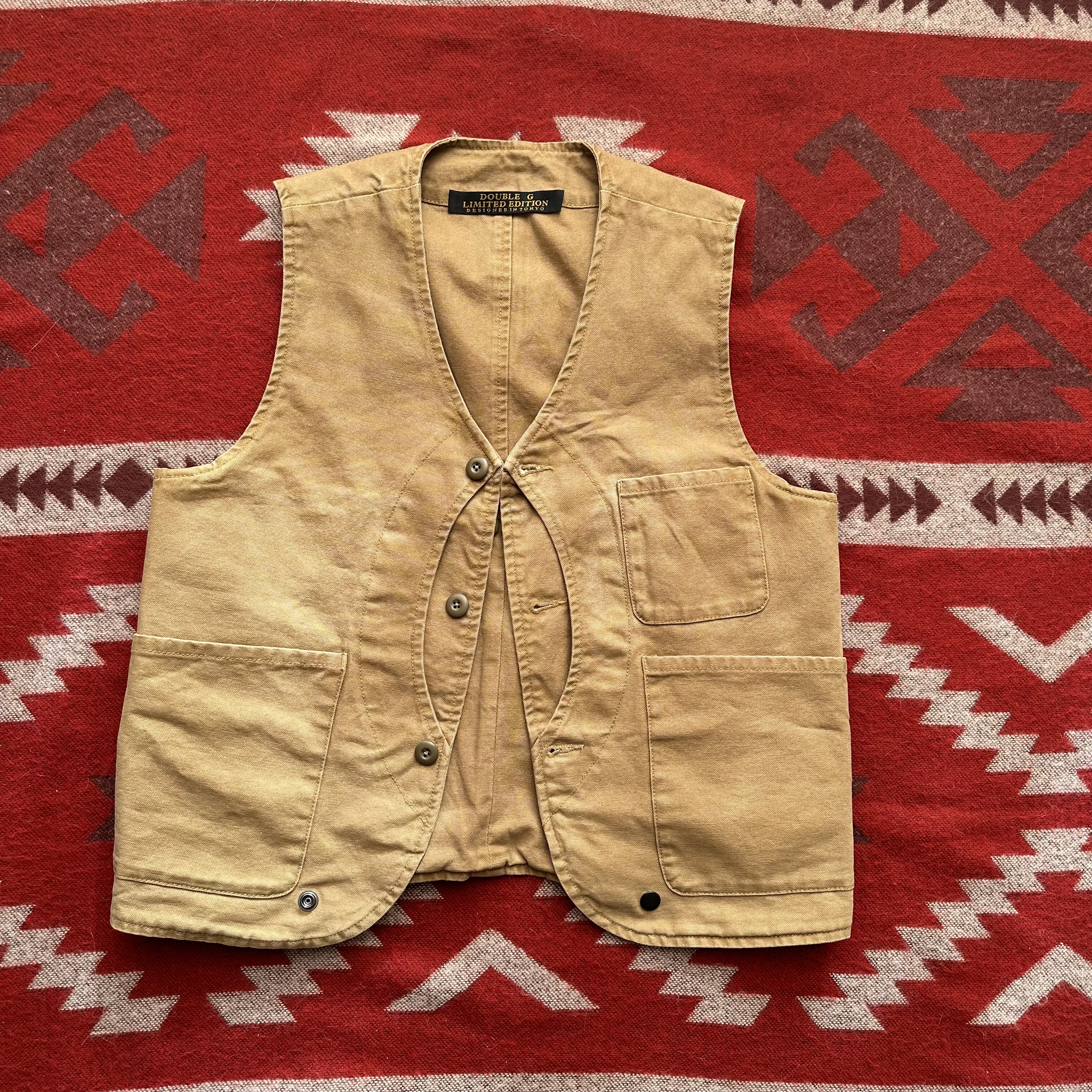 实用1930s半月兜多袋狩猎帆布水洗落色马甲 猎鸭工装无袖背心坎肩