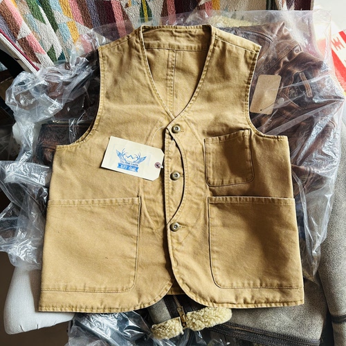 日本制1930s半月兜 美式多袋狩猎马甲 猎鸭工装无袖背心坎肩V领