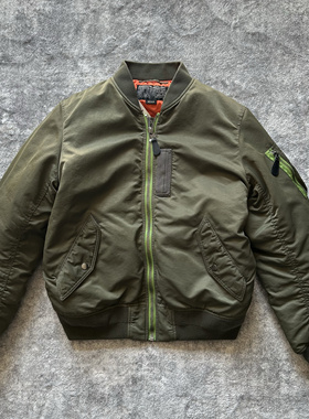 撞色罕见复古宽松MA-1飞行服夹克棉服 落色做旧年代感os大码外套