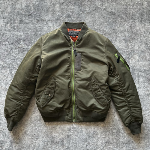 撞色罕见复古宽松MA-1飞行服夹克棉服 落色做旧年代感os大码外套