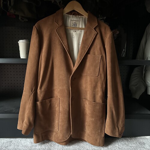 日单翻毛皮西服 孤品L 复古效果皮西装 工艺精湛版型赞