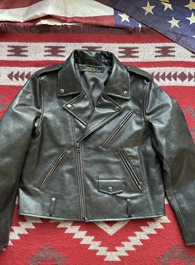 飞行古堡定制男女款牛皮斜拉机车皮夹克美式复古春秋皮衣短款皮衣