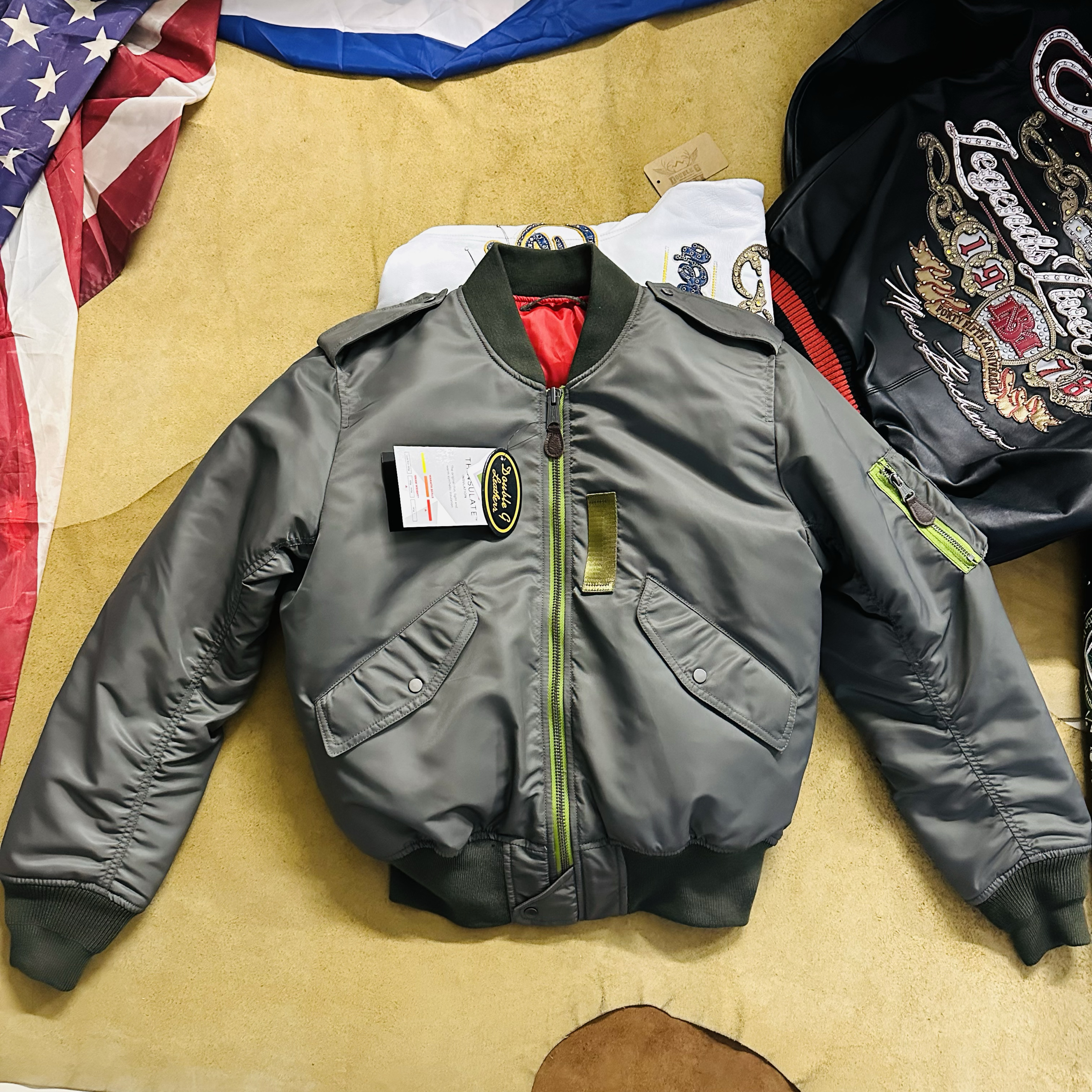 战地灰绿撞色L2-B经典飞行服夹克棉服新雪丽220g棉衣宽松男女外套