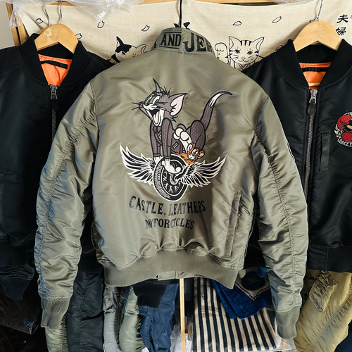 Gwheel机能飞行服夹克棉服八袋通勤棉衣猫和老鼠刺绣可立翻领外套