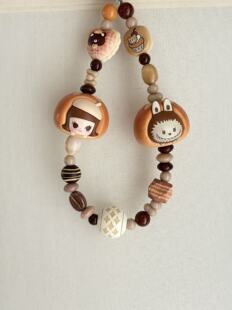 泡泡玛特正版 烤面包 labubu拉布布molly哭娃 双子星手机链 萌粒