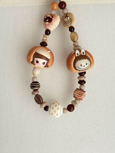 泡泡玛特正版萌粒【烤面包】labubu拉布布molly哭娃 双子星手机链