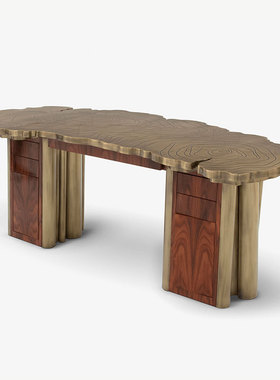 BOCADOLOBO轻奢豪华书桌不锈钢异型设计师款高颜值别墅家用办公桌