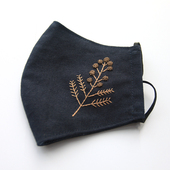 miyu原创棉麻口罩带夹层纯棉手工刺绣防晒防风保暖可清洗男女通用