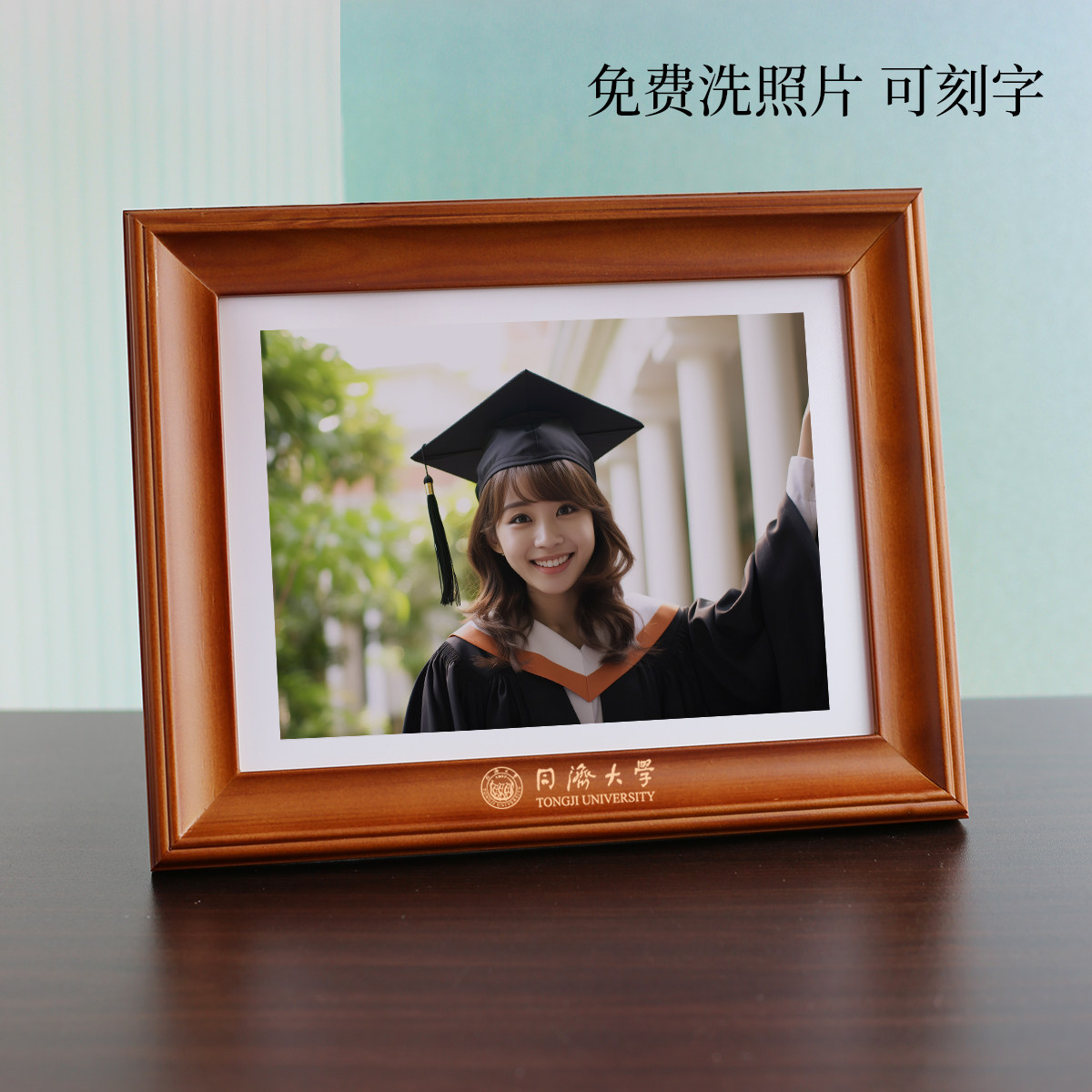 美式实木相框复古摆台678寸洗照片写真照全家福做成相框定制刻字