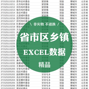 XLS001省市区乡镇街道村五级区域划分代码地区EXCEL数据表格信息