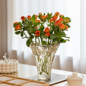 花瓶摆件客厅插花鲜花玫瑰郁金香轻奢高级感玻璃透明水培水晶花器