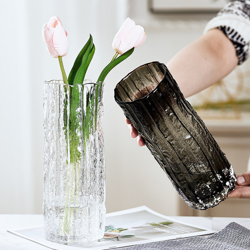 简约玻璃花瓶桌面冰川质感装饰