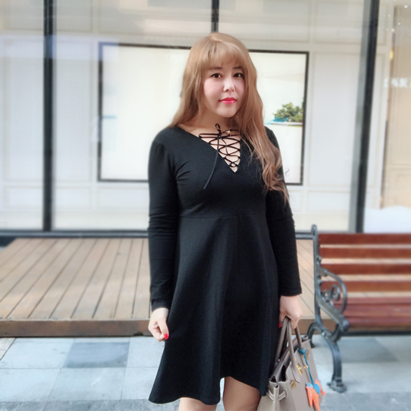 XXXL´óÂëÅ®×°´ó³ßÂë2018´º×°Ð¿î°ó´øïοÕÖг¤¿îÏÉÅ®ÅÖmmÁ¬ÒÂȹ