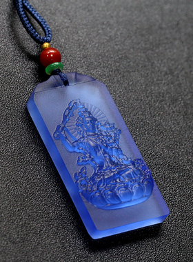 财神老舅 古法琉璃妙吉祥文殊菩萨吊坠佛牌结缘项链饰品礼物挂件