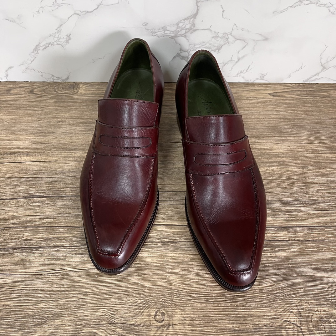 朗丹泽男士酒红色乐福鞋