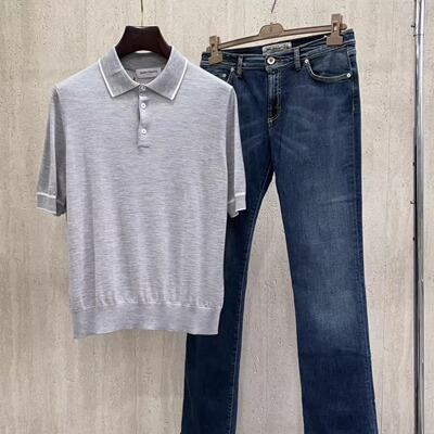 灰色白领边polo高端线男士
