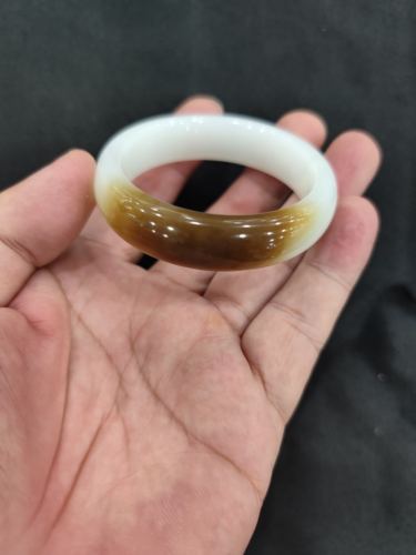 天然和田玉糖白玉手镯新疆且末糖糖白玉手镯52mm老坑糖白玉手镯