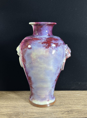 神后孔家钧窑孔相卿钧瓷手工花瓶窑变开片送礼珍传统煤烧虎头瓶