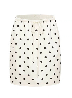 RARELY  波点抽绳midi半裙 杏底波点半身裙aoouiu包臀裙