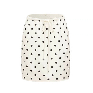 RARELY 杏底波点半身裙aoouiu包臀裙 波点抽绳midi半裙