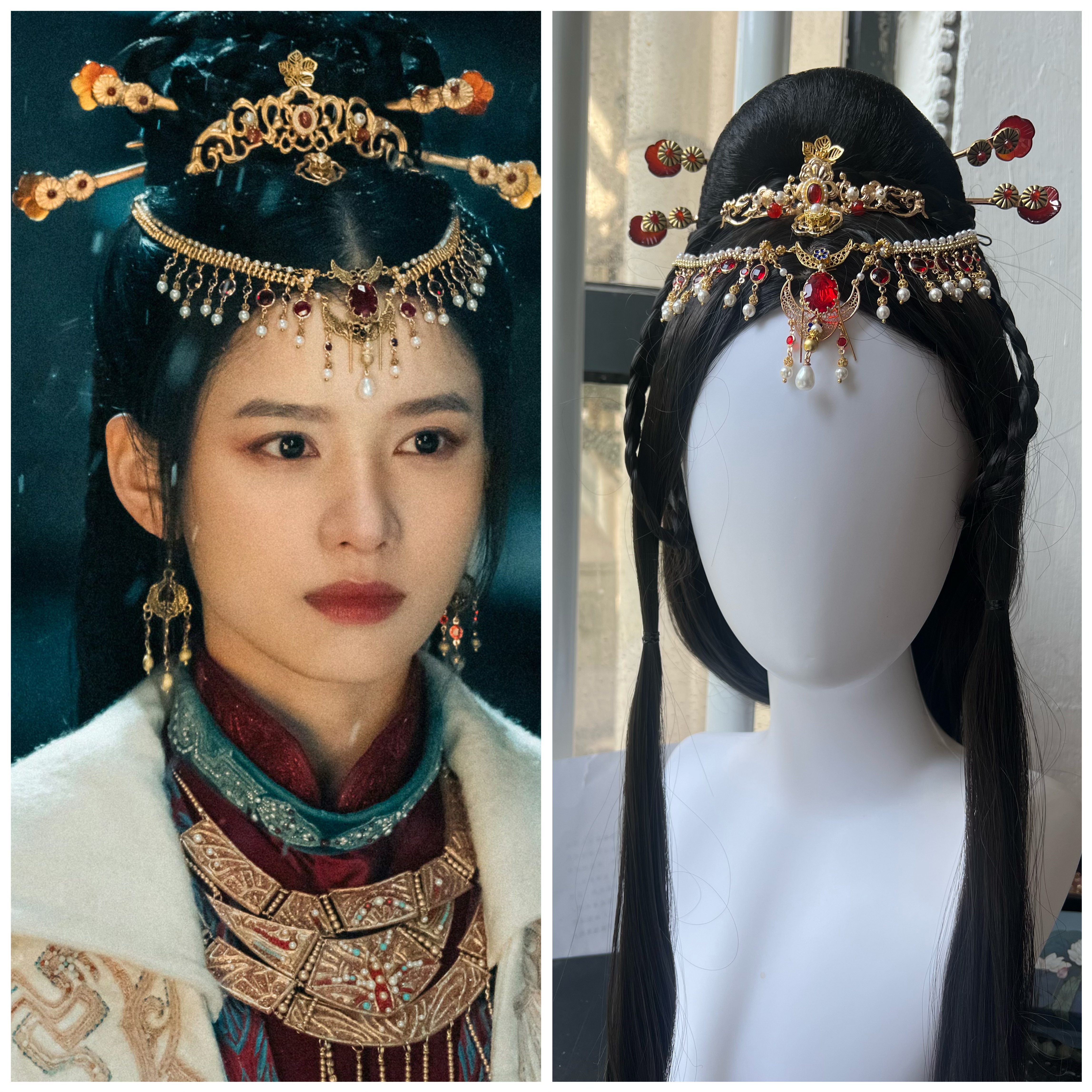 藏海传香暗荼张婧仪同款古风发饰配饰发簪女头饰发冠耳环纯手工