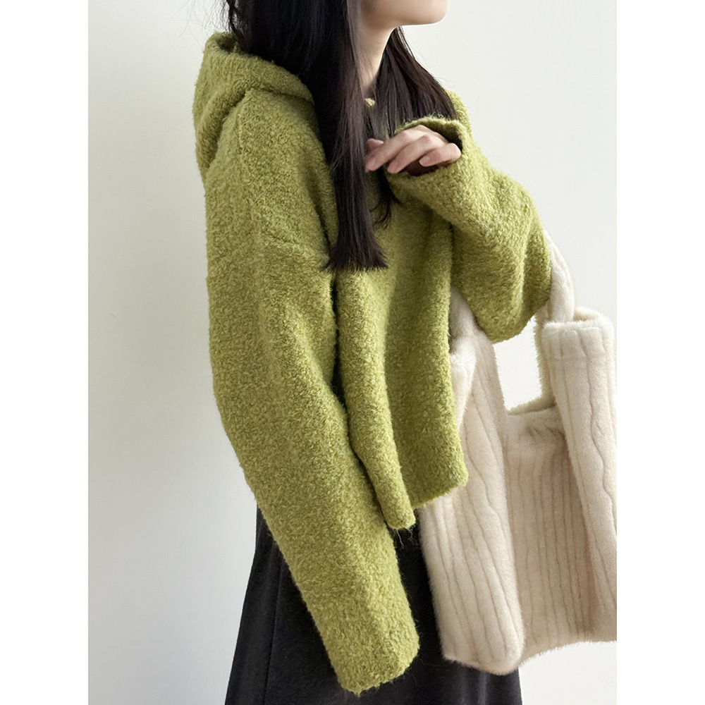 奶fufu软糯圈圈绒连帽毛衣女 冬季宽松显瘦针织上衣