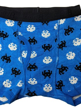 哟呼！crazy8 2-4岁男童瘦款蓝色机器人全棉平脚内裤平角短裤