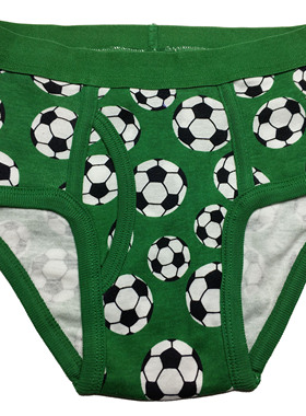 哟呼！外贸美单gy 3-4岁男童瘦款绿色足球全棉高腰三角内裤短裤