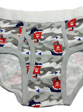 哟呼！外贸美单gy次品 4-6岁男童瘦款灰色海盗船全棉三角内裤短裤