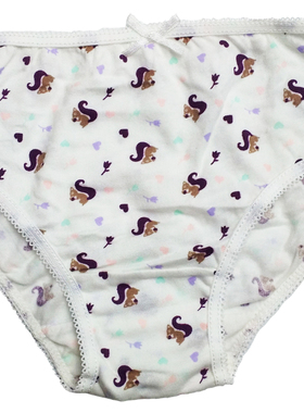 哟呼！PRIMARK 0-8岁女童瘦款中腰白色松鼠薄全棉三角短裤内裤