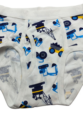 哟呼！外贸gy 次品3-4岁男童瘦款白色工程车全棉高腰三角内裤短裤