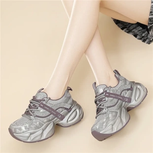 女鞋 银色老爹鞋 小个子增高厚底6cm时尚 运动鞋 女舒适休闲百搭爆款