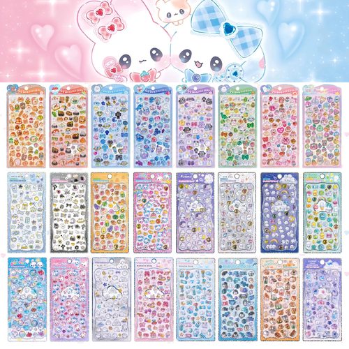 日系POPDROP立体浮雕贴纸长尾山雀蜜桃企鹅幽灵肥啾寿司柴犬贴画