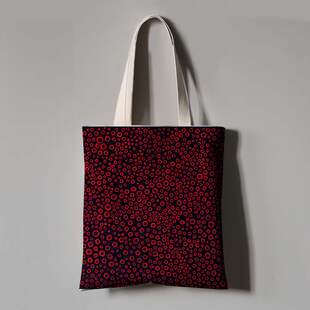 diy草间弥生波点手提包女王艺术家日式帆布袋斑点环保来图定制购