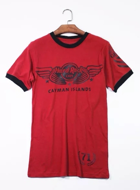 HR红色款T恤硬石特别版全棉印花随机城市