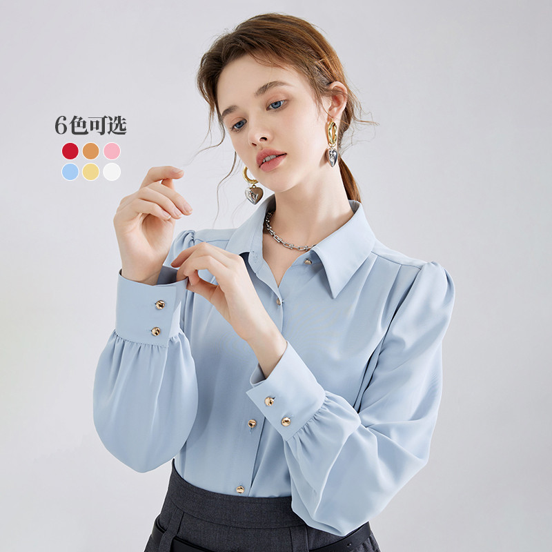 秋水伊人白色通勤衬衫女2025秋冬新款女装长袖衬衣高级职业上衣