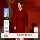 秋水伊人新中式 高级感毛呢外套女红色战袍 呢子大衣2025国风秋冬季