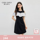 简约风荷叶边A字短裙 新款 秋水伊人赫本经典 撞色连衣裙2026年夏季