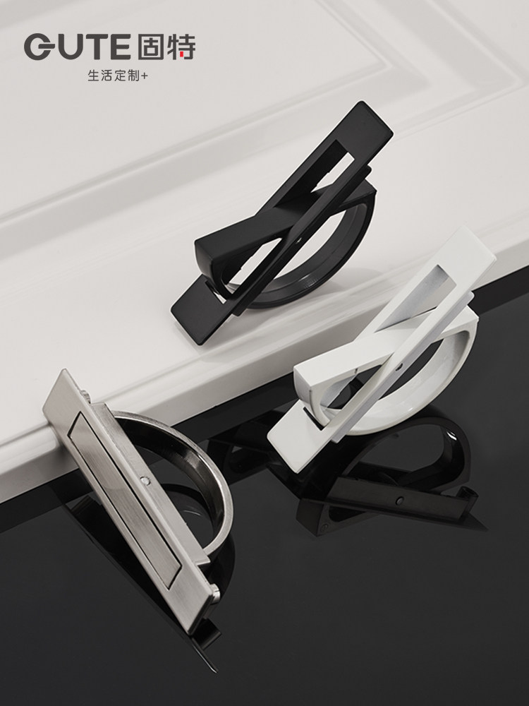 固特/日式榻榻米地台暗拉手抽屉现代简约黑色隐形嵌入内嵌式把手