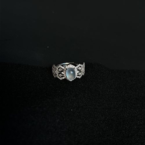 镶嵌玉戒岫岩玉天然925戒指