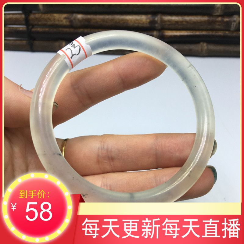 天然其他全新镯 玉石镯子 水墨岫玉细款玉圆镯玉包邮玉手镯女款