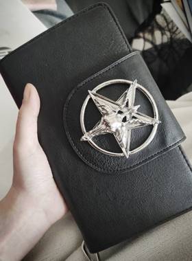 KILLSTAR暗黑哥特亚文化DOOM RAIDER倒五芒星巴风特手拿包皮钱夹